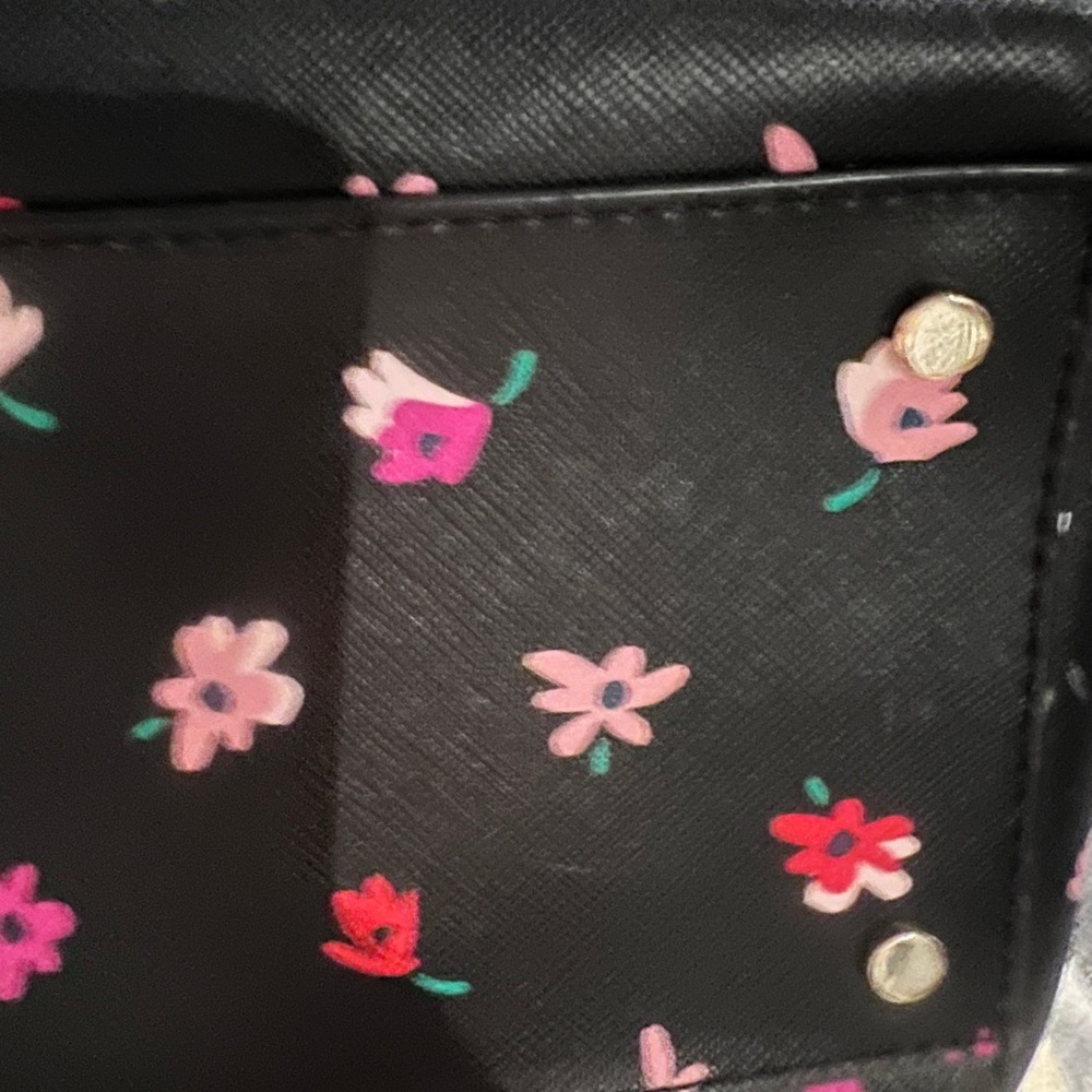 Kate Spade New York Staci Ditsy Buds Saffiano Leather Laptop Tote bag Black - Picture 6 of 14